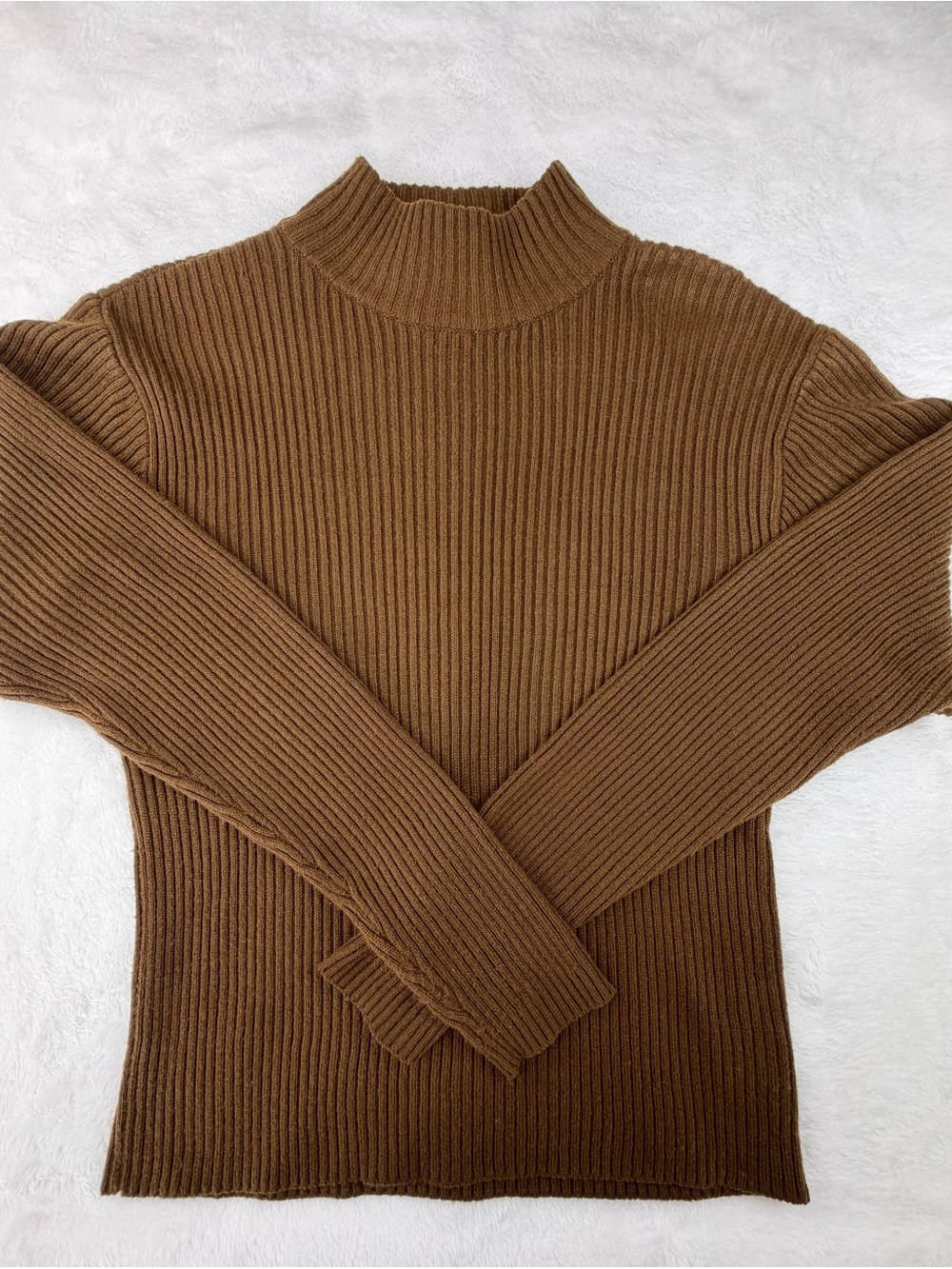 villager Brown Ribbed Turtleneck Sweater